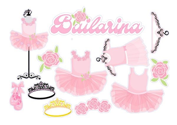 Cake Topper Bailarina Elegante Rosada (PDF + JPG)