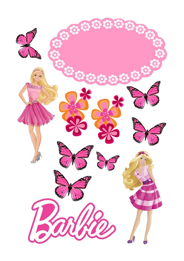 Cake Topper Barbie Fashionista Rosa en Capas (PDF + JPG)
