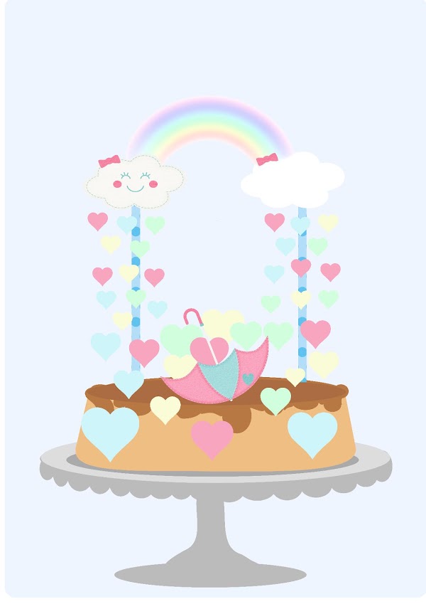 Cake Topper Lluvia de Bendiciones Chuva de Benção en Pastel