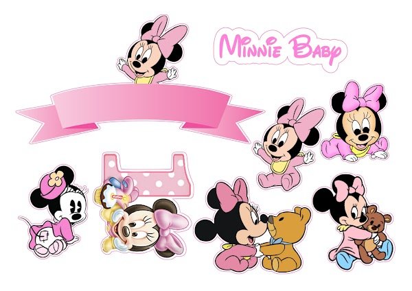 Cake Topper Minnie Mouse Bebé Primer Añito (PDF + JPG)