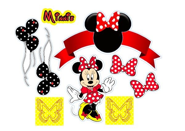 Cake Topper Minnie Mouse Roja Tradicional (PDF + JPG)