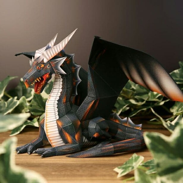 Dragón Negro Épico 3D (Escultura Gigante)