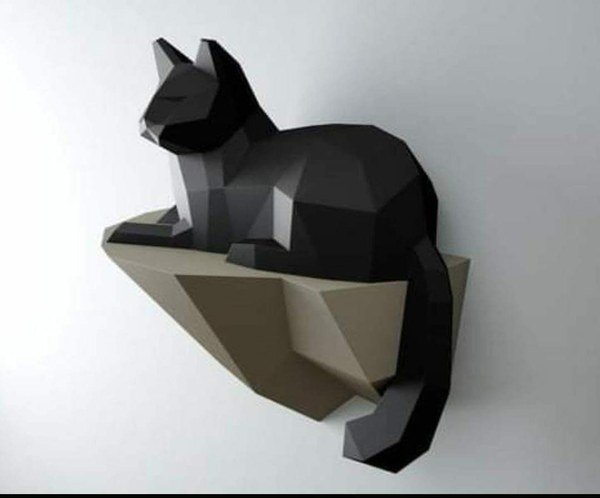 Gato Acechando en Roca 3D