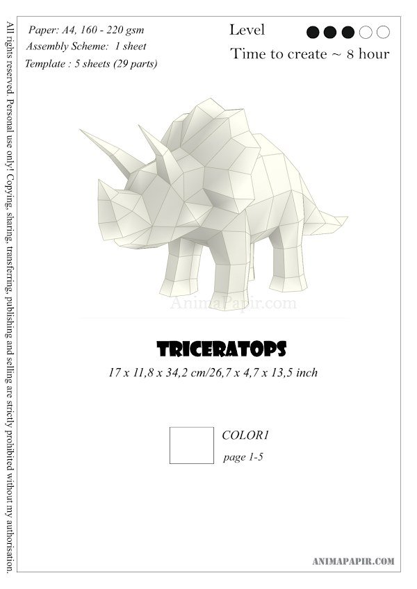 Triceratops 3D – Dinosaurio con Tres Cuernos