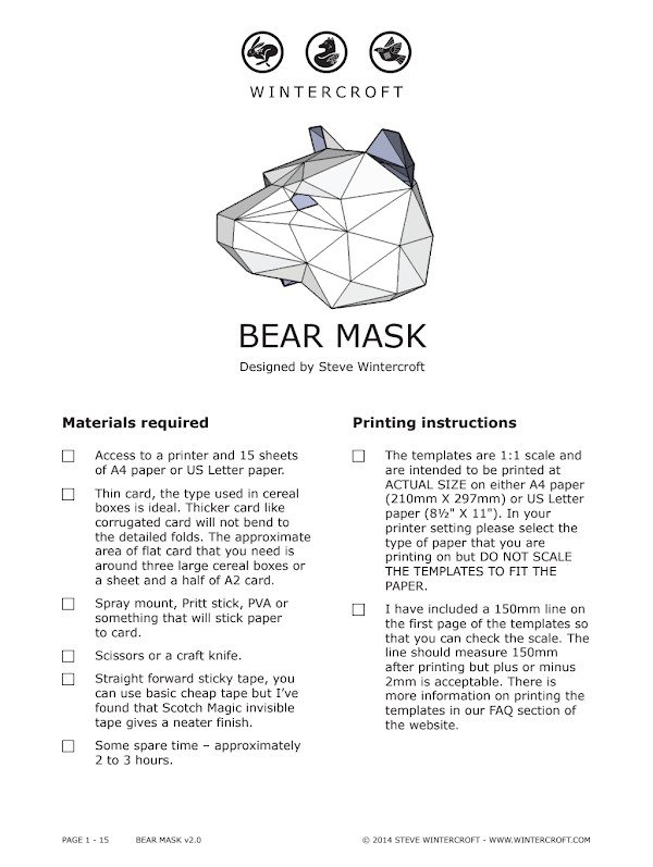Wintercroft Máscara de Oso Pardo (Bear Mask)